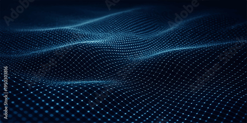 A blue abstract background features a digital design of light wave patterns and technology lines to create a motion texture for a web wallpaper backdrop