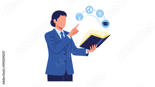 Unveiling Knowledge: A professional person unlocks a world of information, using an open book to illuminate concepts and ideas in a thought-provoking display of learning and intellectual exploration.