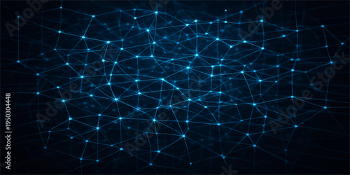 Abstract blue technology background featuring futuristic digital network lines and a dark space pattern with stars for a science business wallpaper design