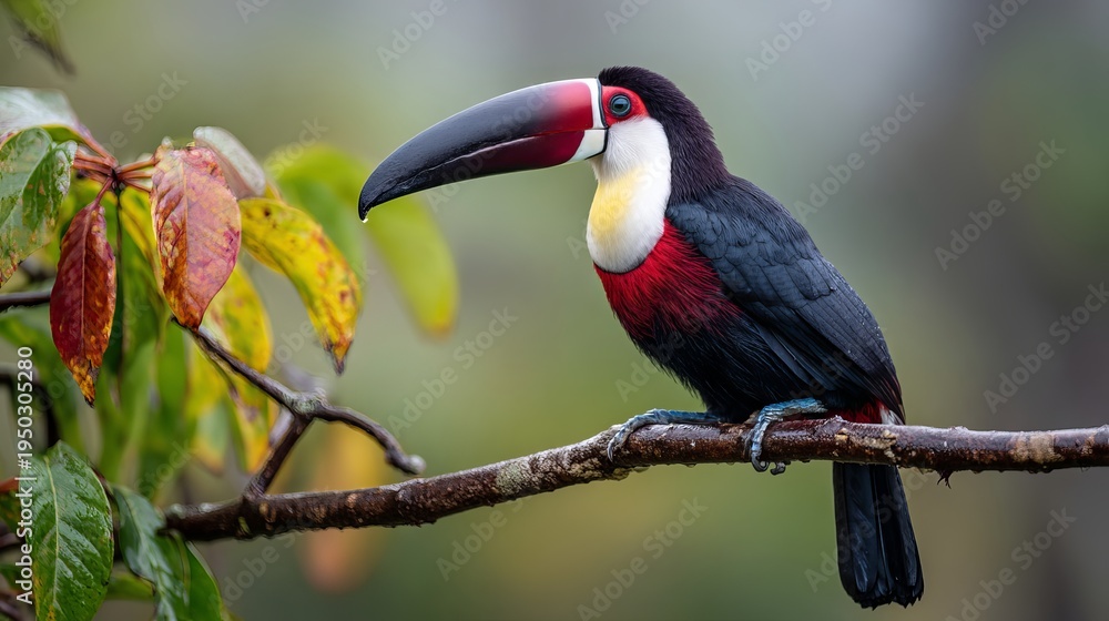 Obraz premium Toco toucan sits on a branch in Brazil's Pantanal.