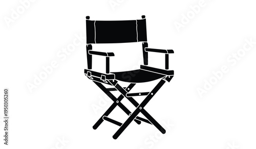 A classic black foldable director chair used for film production and television set environments