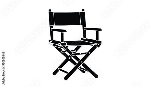 A classic black foldable director chair used on film sets for production and movie making purposes