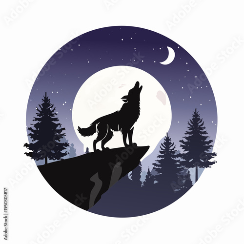 wolf howling at the moon