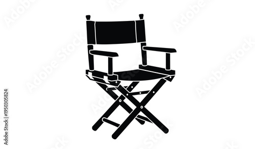 A classic black wooden director chair used for film production and theater stage set management