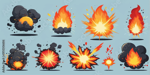 Vector fire and flame illustration with sun flower pattern and colorful seasonal design