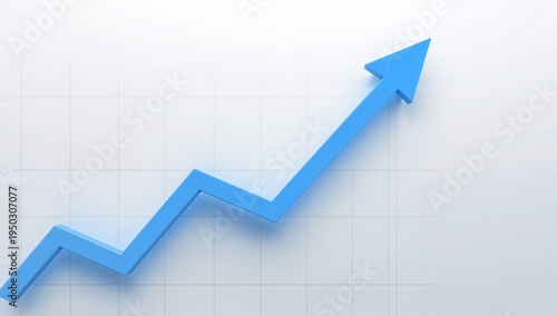 Rising 3D blue zigzag arrow crossing pale gradient chart area, casting soft shadow over grid lines Free Download Rising 3D blue zigzag arrow crossing pale gradient chart area, casting soft shadow over grid lines - GFXLoad