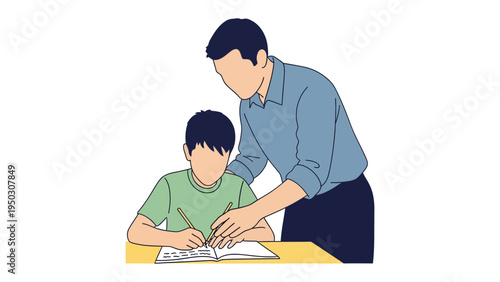 Guidance and Learning: A tutor guiding a child, offering support and encouragement in their academic journey. A visual of mentorship and growth.