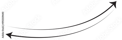 Long curved arrows. set of two arrows pointing up left and up right. Curve arrow direction vector. Set of long curve arrow icon. Curve arrow icon set. with white background EPS10