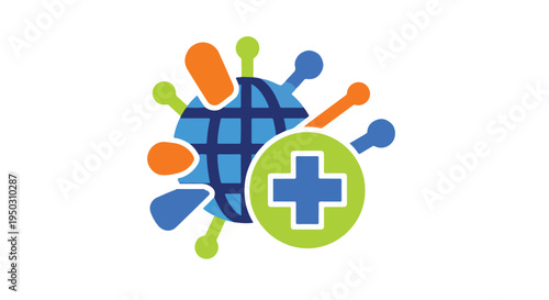 Global Health Medical Cross Icon Vector Illustration