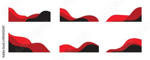 Abstract Red Black Wave Header Footer Design