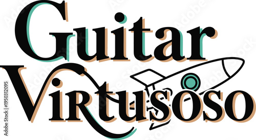 Tableau sur toile Guitar Virtuoso Musical Typography Design
