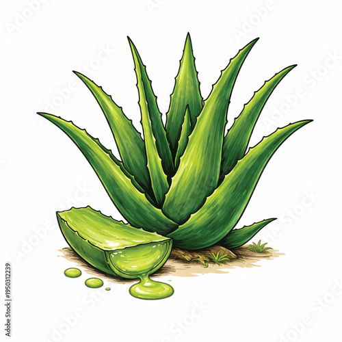Aloe vera icon white background.eps