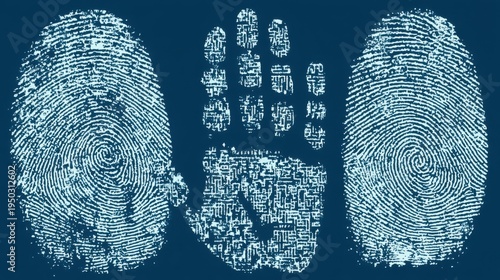 Digital fingerprint analysis cybersecurity infographic technology abstract data protection insights