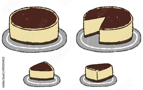 手描きでラフなベイクドチーズケーキ