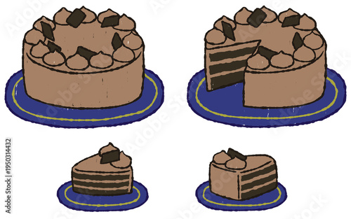 手描きでラフなチョコレートケーキ