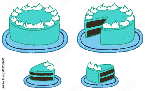 手描きでラフなチョコミントケーキ