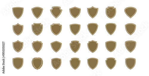 Collection of shield icons assorted shapes and styles