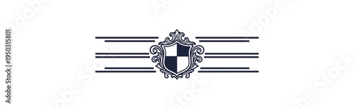 Heraldic crest on black background with decorative elements