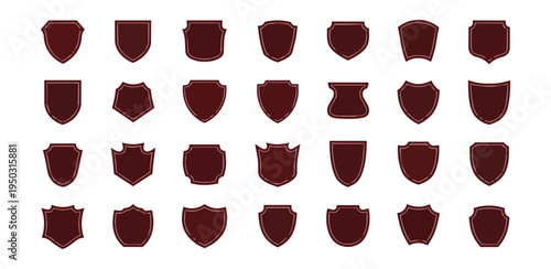 Set of shield shapes in various designs on dark background
