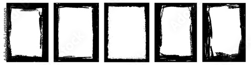 Grunge spray stencil frame set. Graffiti boarder silhouettes with wet splatters, paint drips, ink spray texture. Hand drawn airbrush ink dot rectangles and squares. Vector stencil geometric shapes