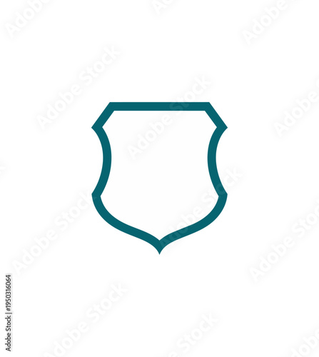 Shield icon design with teal outline and white fill on black background