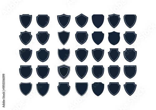 Shield icons array on dark background