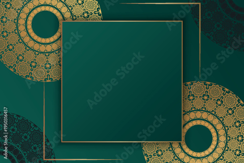 Dark abstract background with luxurious golden circular Islamic ornament decoration. Modern premium design. Elegant creative design concept for invitation, greeting, award, and certificate. VOL. 2