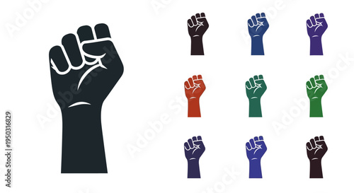 Raised Fists in Various Colors and Sizes.