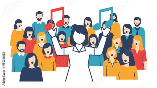 Harmony in Numbers: A vibrant illustration showcasing a chorus, each member united in the shared passion of song. 