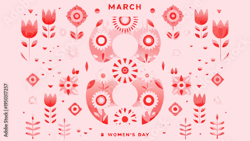 Floral illustration celebrating march and international women s day