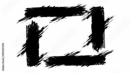 A rough square frame created with black brushstroke textures