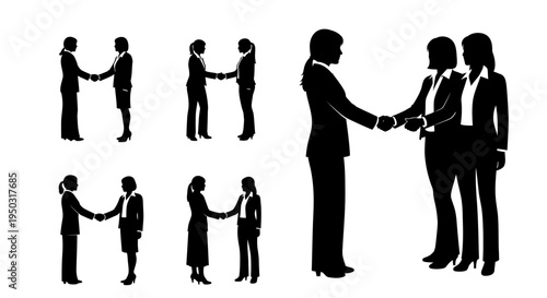 Silhouettes of Business Professionals Shaking Hands.