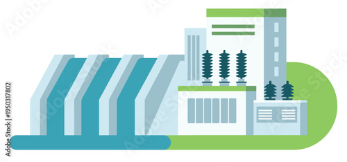 Hydroelectric dam water power station. Renewable Energy Concept