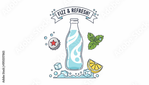 set of drinks isolated in white background