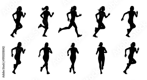 Silhouettes of Runners in Various Poses.