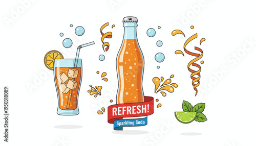 set of drinks isolated in white background