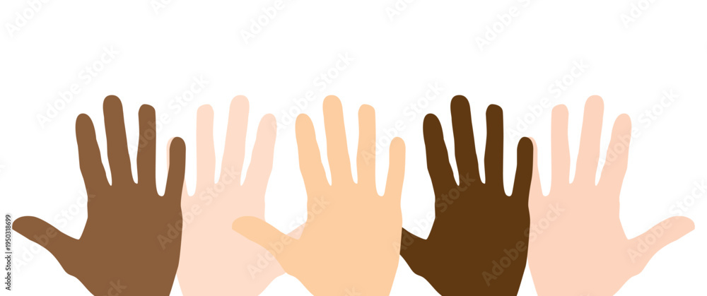 Fototapeta premium Diverse hands showing unity, multiculturalism, and equality concept