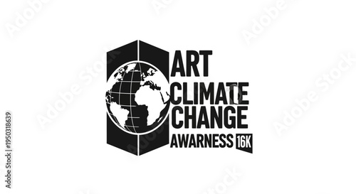 Art climate change awareness logo with globe with a graphic logo symbolizing