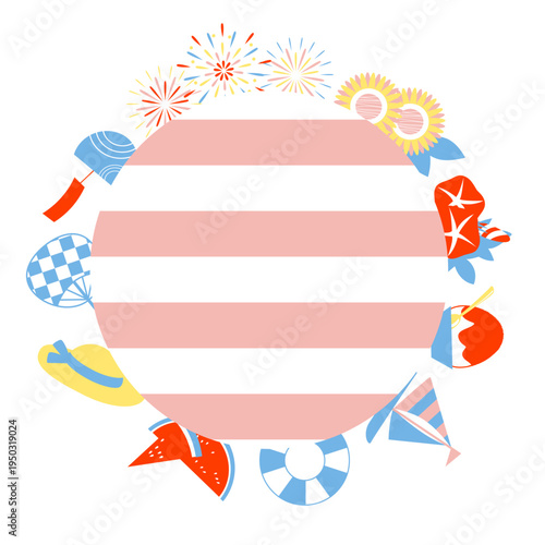 夏のモチーフを使ったフレームイラスト素材