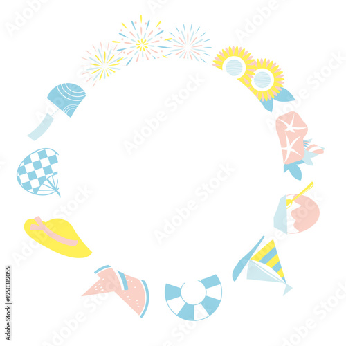 夏のモチーフを使ったフレームイラスト素材