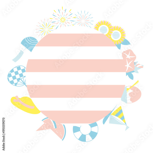 夏のモチーフを使ったフレームイラスト素材