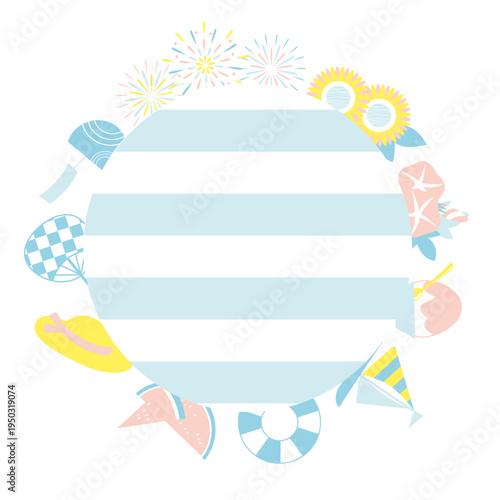 夏のモチーフを使ったフレームイラスト素材