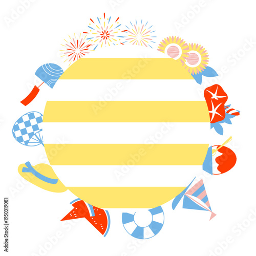 夏のモチーフを使ったフレームイラスト素材