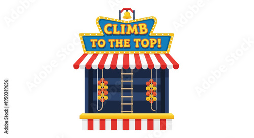 Carnival Game Booth "Climb to the Top!" with Ladder and Prizes