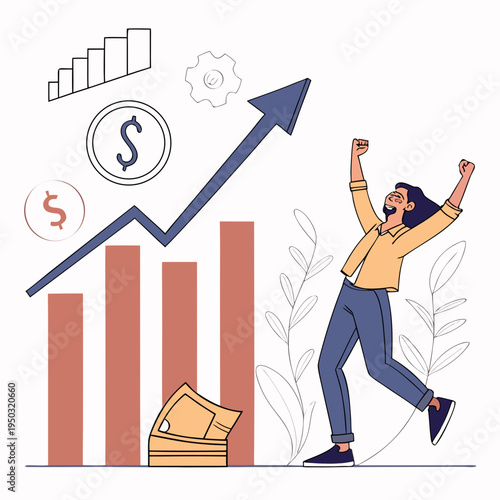 A man celebrating a successful financial growth