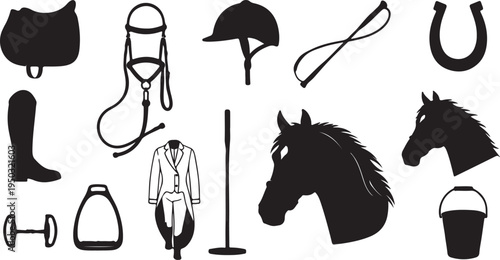 Amusement park rides vector icons set. Outline style illustrations of roller coaster, ferris wheel, carousel, bumper cars, swing ride, tower drop, pirate ship, water slide, and teacup ride.