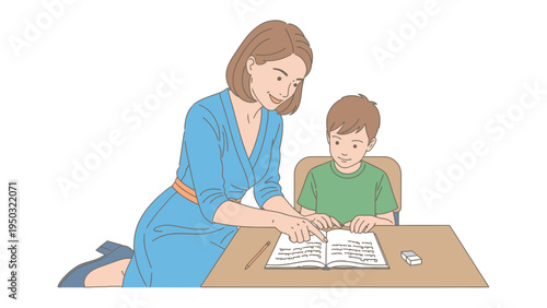 Guidance in Learning: A dedicated mentor guides a young student, offering focused support to foster knowledge and understanding. 