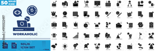 Workaholic Solid Editable Icons set