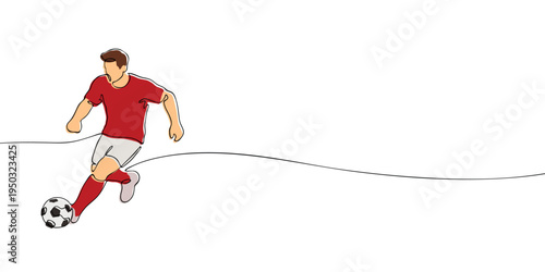 Minimal illustration of a soccer player dribbling a football, representing sport, teamwork, athletic competition, and active outdoor play