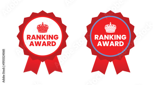 Top Ranking Award Badge Icon – Best Winner Ribbon Seal Symbol for Achievement and Excellence